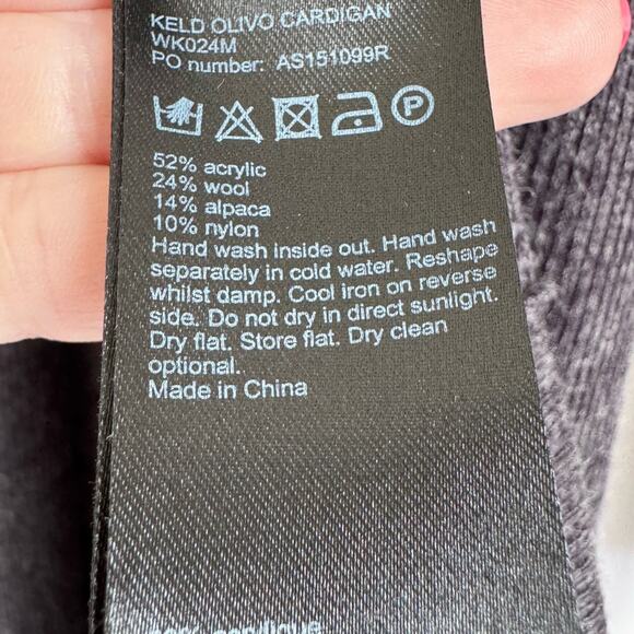 Allsaints 100% Merino Wool Slate Gray Cardigan Sweater Open Front X Small - Picture 4 of 6